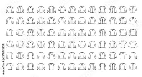 Illustration of Mens Fashion Clothing Icons with Long Sleeves