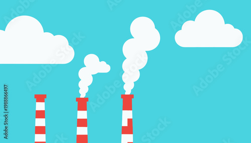 Illustration of Pollution With Smoke Stacks
