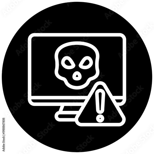 Ransomware Icon Button, Mini Illustration For Modern Concept, Ui, Ux Web And App Development. Related To Cyber Security, Data Protection.