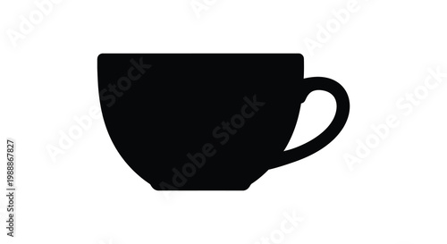 Black coffee mug silhouette a simple illustration of a drink container