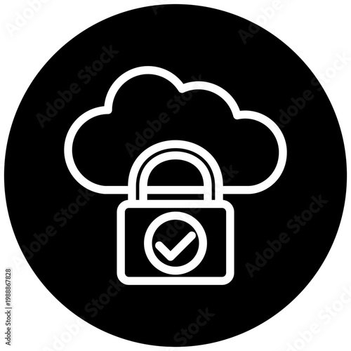 Secure Cloud Icon Button, Mini Illustration For Modern Concept, Ui, Ux Web And App Development. Related To Cyber Security, Data Protection.