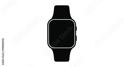 Black smartwatch silhouette modern wearable technology icon