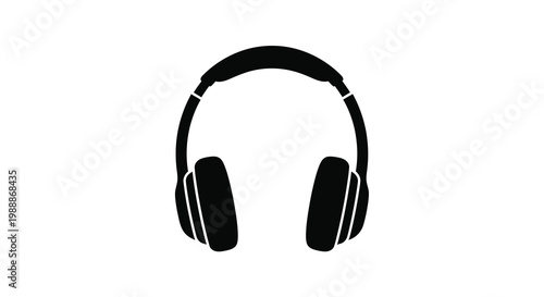 Black and white silhouette of over ear headphones
