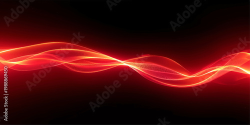 Abstract red wave background with glowing light curves and fiery smooth flowing design