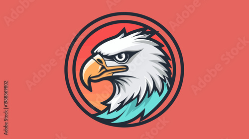 Stylized eagle head logo on red background for business and branding