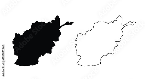 Foto A graphic depiction shows the country of afghanistan in both filled and outline