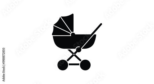 Black silhouette of a baby stroller icon