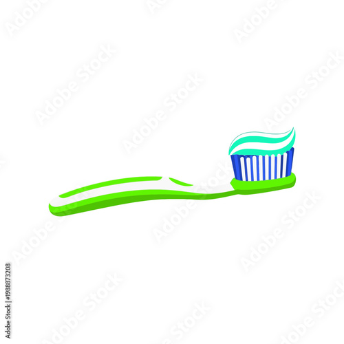 Fresh morning routine concept toothbrush with paste for oral health