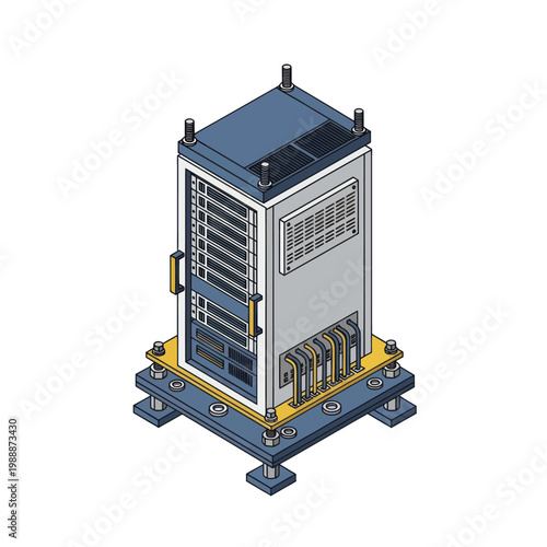 Industrial Server Rack Unit Mounted on Vibration Dampening Base.