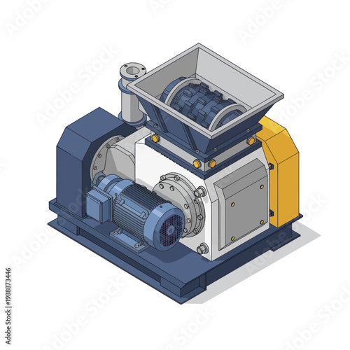 Industrial Shredder Machine for Waste Processing and Recycling.