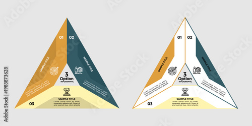 Vector triangle element for infographic set. Template for cycling diagram, graph, presentation. Business concept with 3 options, parts, steps or processes.