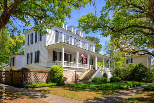 The historic Martha Allston Pyatt House, built in 1790 along Highmarket Street and in the National Registry Historic District of Georgetown, South Carolina, Southern USA.