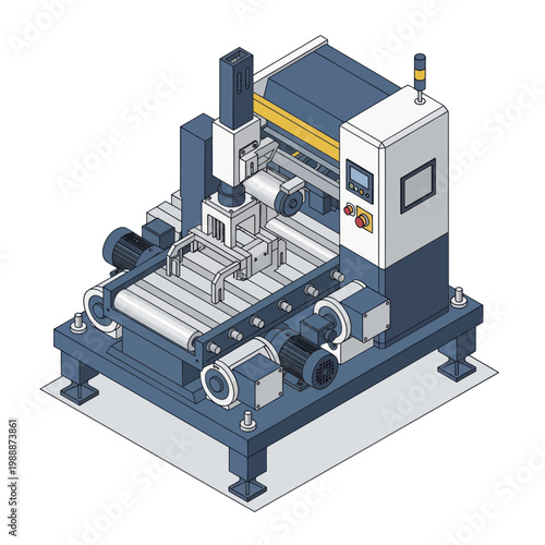 Isometric CNC Machine for Industrial Manufacturing and Precision Engineering.