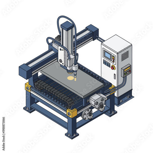 Isometric CNC Machine for Precision Manufacturing and Industrial Automation.