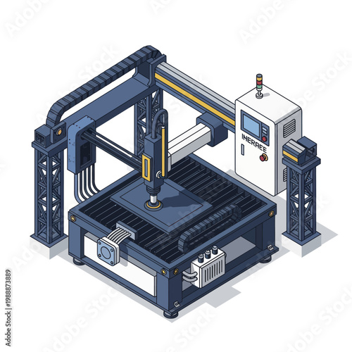 Isometric CNC Machine for Precision Manufacturing and Industrial Automation.