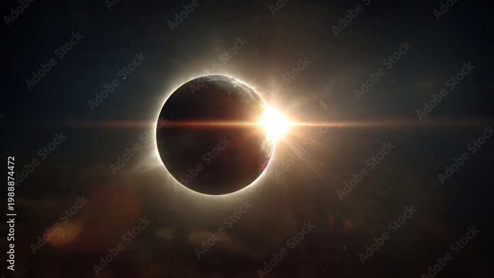 Fototapeta premium Solar Eclipse with Earth Silhouette