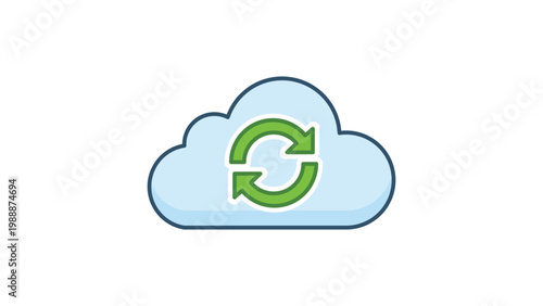 Fotografie Cloud Sync Vector Icon with Editable Stroke