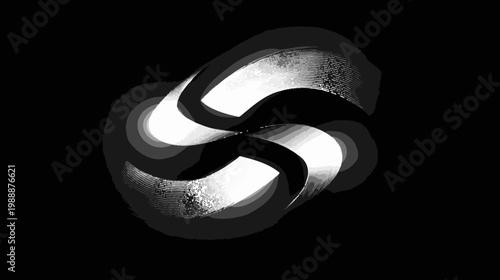 Abstract mobius strip in grayscale conceptual design and artistic composition