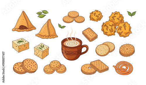 Collection of Assorted baked sweet treats and cookies.