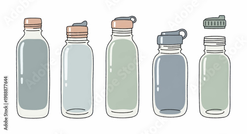 Collection of various reusable water bottles for hydration and sustainability.