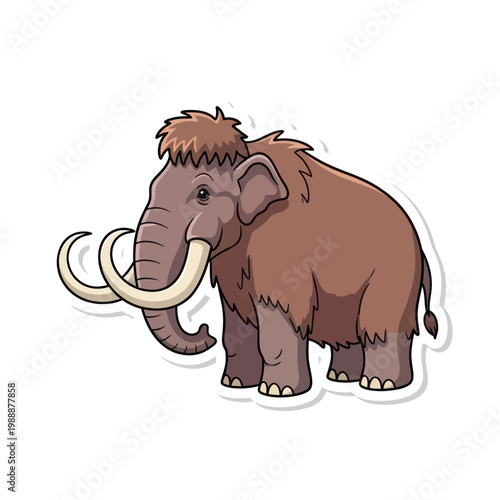 Cartoon Mammoth Illustration - Prehistoric Animal Sticker