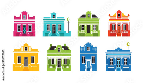 Collection of Colorful houses in a row.