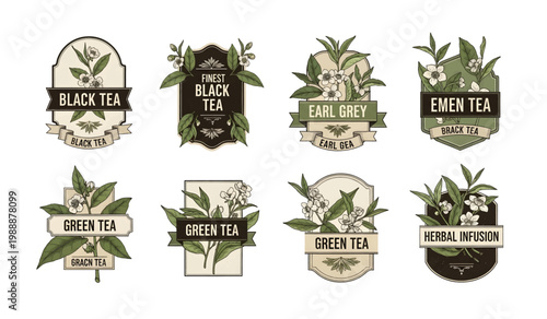 Collection of Various Tea Brand Logos Displayed.