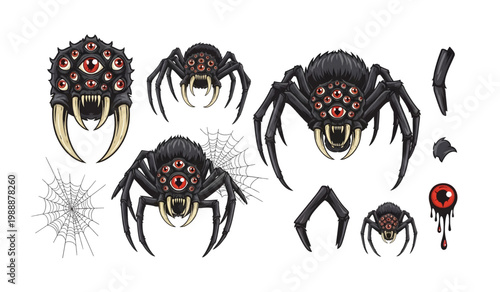Collection of various spider creatures.