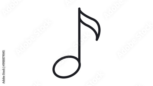 Bild auf Leinwand Eighth Note Music Symbol Vector Icon Illustration, Minimalist Black Outline Design on White Background, Editable Stroke Line Weight for Customization, Professional Musical Notation Graphic