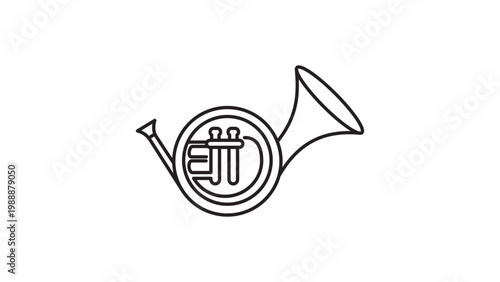 Tableau sur toile French Horn Editable Stroke Vector Icon