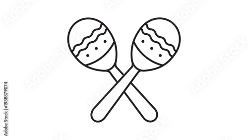 Fotografija Minimalist black line vector icon of a pair of crossed maracas on a white background