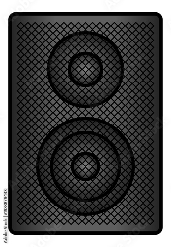 音楽などを聴く、流す音響の機材のスピーカーを灰色のグラデーションを付けてデザインしたベクターのイラストのグラフィックの素材