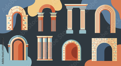 Ancient Architectural Arches and Columns Collection.