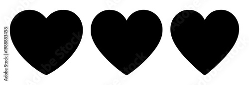 Heart set with black silhouette on white background featuring love symbol, simple icon, monochrome design with romance and emotion