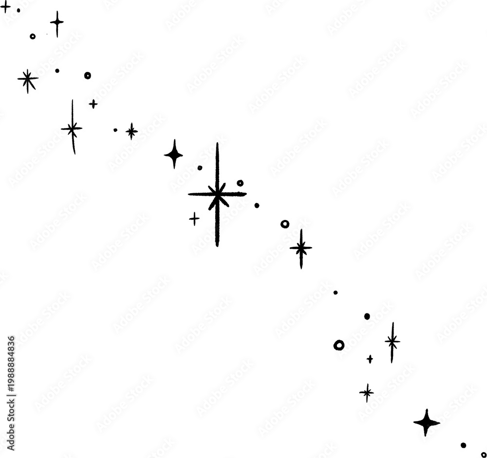 Obraz premium Hand drawn sparkle diagonal border overlay isolated on transparent background