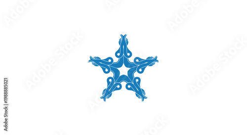 Blue Star Shaped Metal Object Closeup.