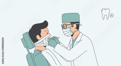 Dentist examining patient's teeth with dental tools, dental care concept