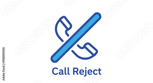 A blue telephone handset icon with a diagonal line indicating a call rejection or blocking
