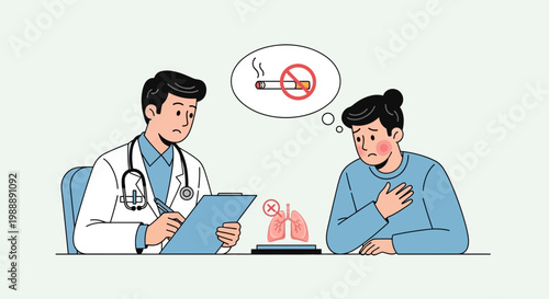 Doctor advises patient on smoking cessation, lungs health, and quitting bad habits