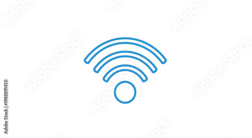 A simple blue wifi signal icon is displayed against a plain white background indicating connectivity