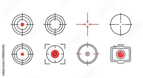 Quadro su tela Set of target icons, crosshair and camera focus symbols, vector illustration