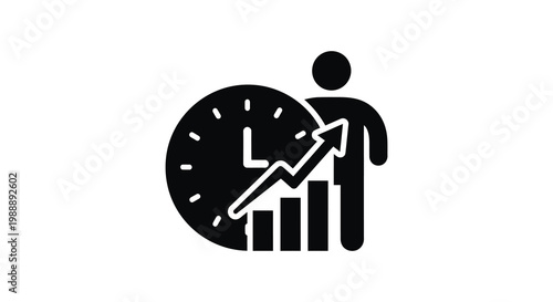 Time management and productivity icon balancing schedule with growth