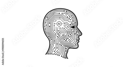 Circuit board human head profile.