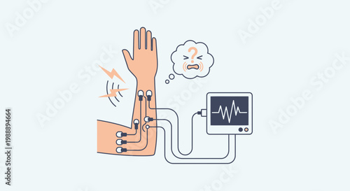 EMG Test on Arm: Muscle Activity Measurement with Electrodes and Monitor