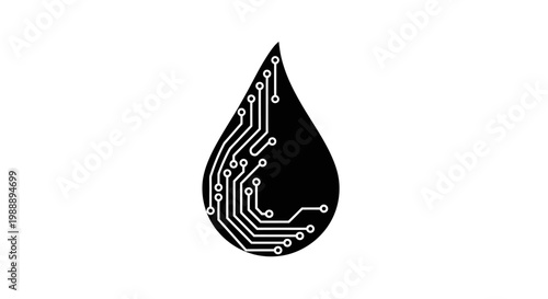 Circuit board water drop design element.