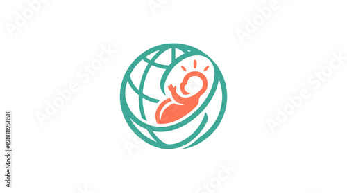 Emblem of a Fetus Inside a Globe, Representing Global Pregnancy.