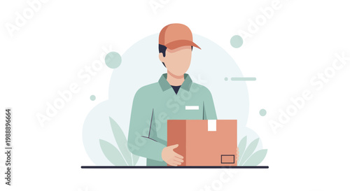 Delivery Man Holding Package for Shipping and Logistics.