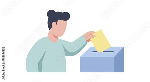 Person casting vote into ballot box during election process.