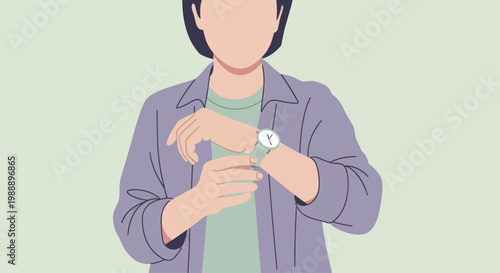 Person checking time on their wrist watch, illustrating punctuality and time management.