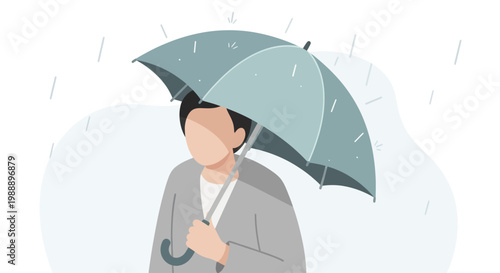 Person holding an umbrella during rainfall.
